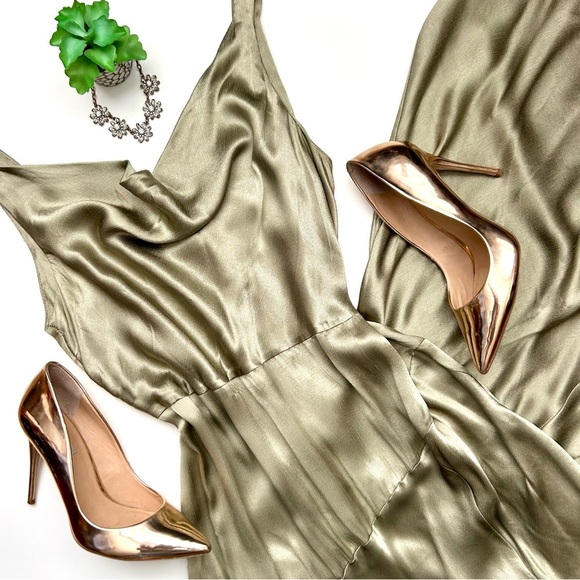 Bec + Bridge Mood Dance Cowl Neck Maxi Dress Satin Gown Sage Green Size US 14 - Picture 4 of 15